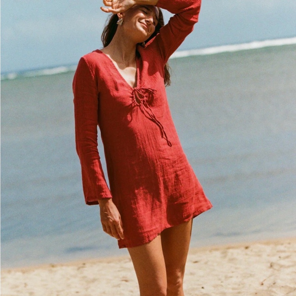Gillia French Linen Bec Mini Dress Sz M